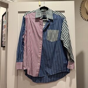 GAP Women’s Dual-Tone Striped Button Down Shirt